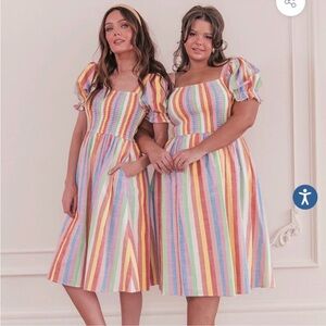 JessaKae Lolly Rainbow Multicolor Textured Dress with Pockets — never worn